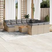 Loungeset 13-delig poly rattan gemengd beige