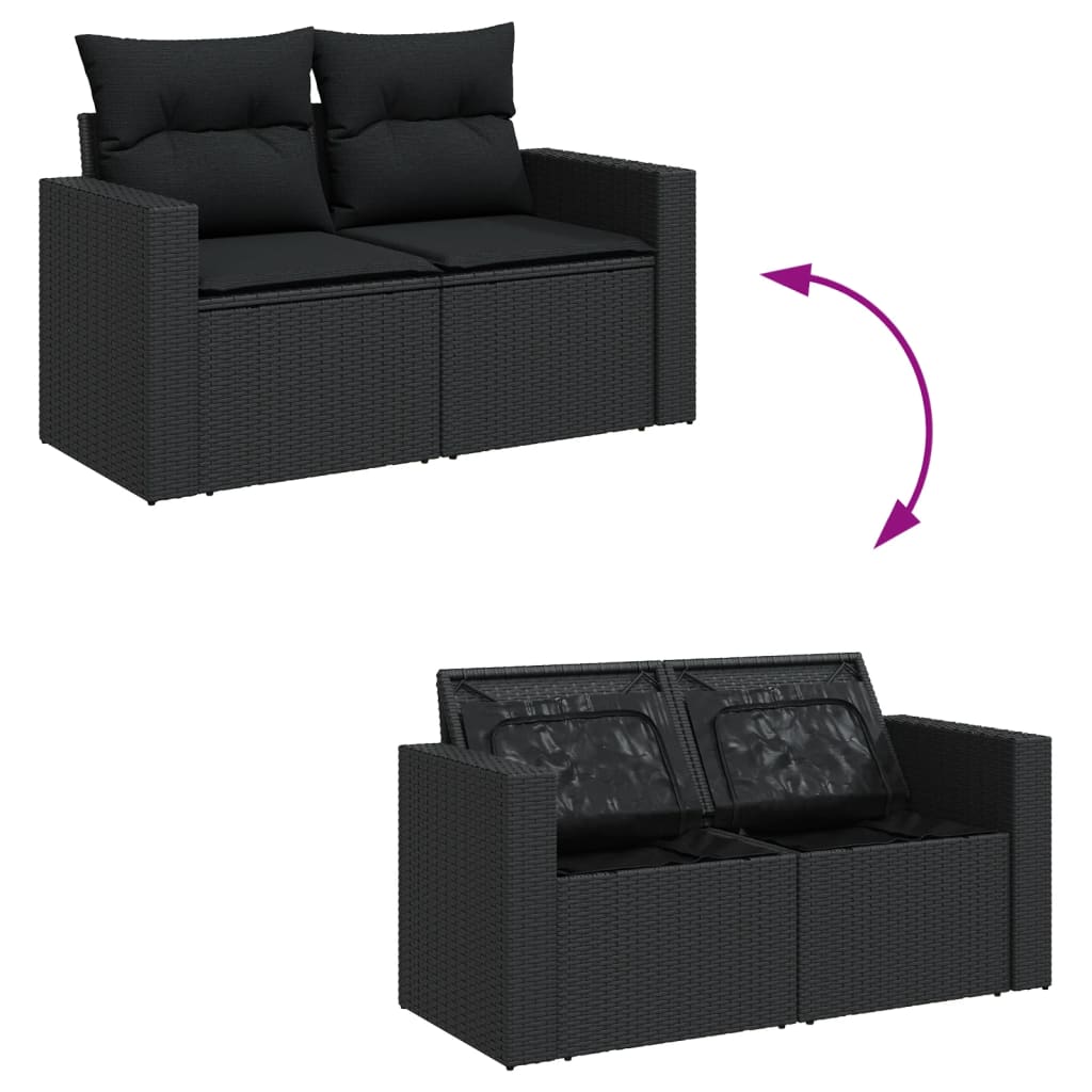 4-Delige Loungeset Met Kussens Poly Rattan Zwart