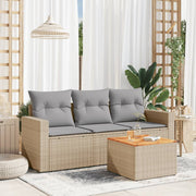 Loungeset 4-delig poly rattan gemengd beige