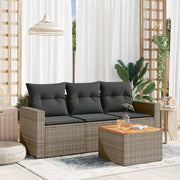 Loungeset 4-delig poly rattan grijs