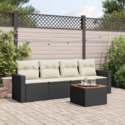 Loungeset 5-delig poly rattan zwart