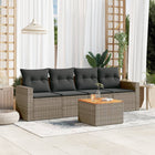 5-piece Loungeset with cushions poly rattan grey