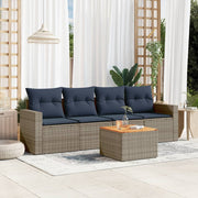Loungeset 5-delig poly rattan grijs
