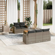 Loungeset 6-delig poly rattan grijs