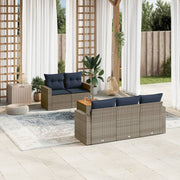 Loungeset 6-delig poly rattan grijs