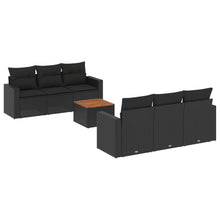 7-Delige Loungeset Met Kussens Poly Rattan Zwart