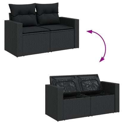 7-Delige Loungeset Met Kussens Poly Rattan Zwart