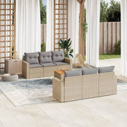 Loungeset 7-delig poly rattan gemengd beige