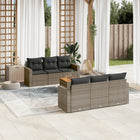 7-Delige Loungeset Met Kussens Poly Rattan Grijs