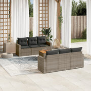 Loungeset 7-delig poly rattan grijs