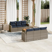 Loungeset 7-delig poly rattan grijs