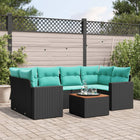 7-piece lounge set with cushions poly rattan black