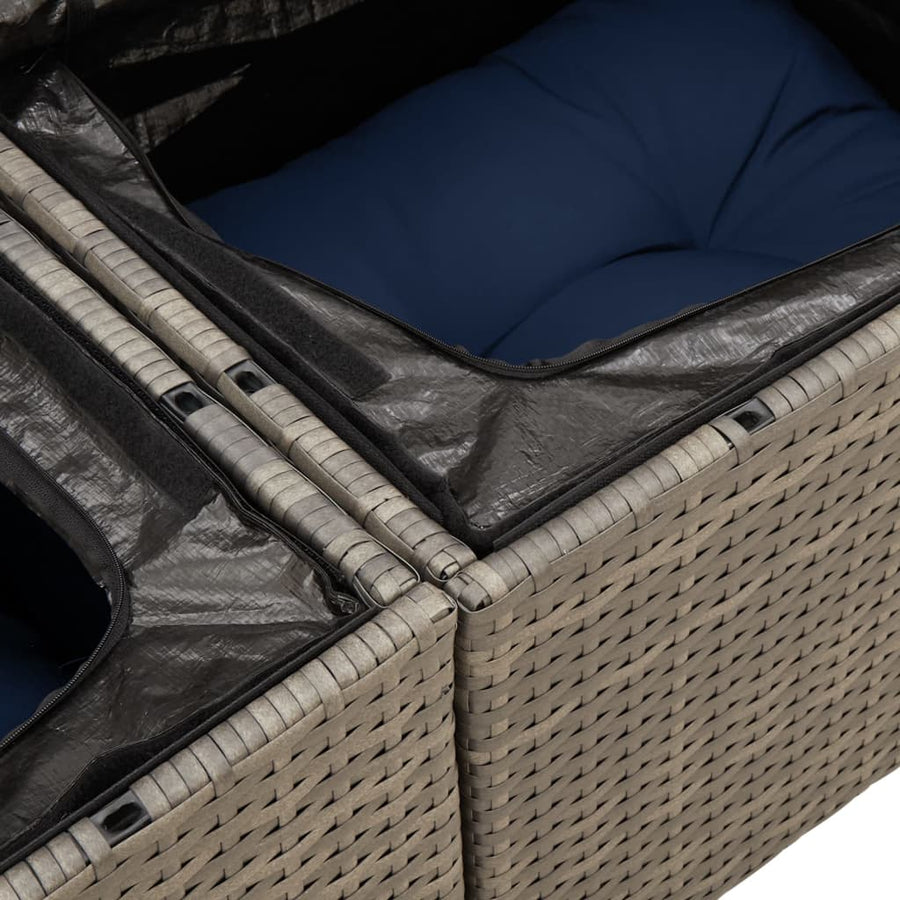 7-delige Loungeset met kussens poly rattan grijs