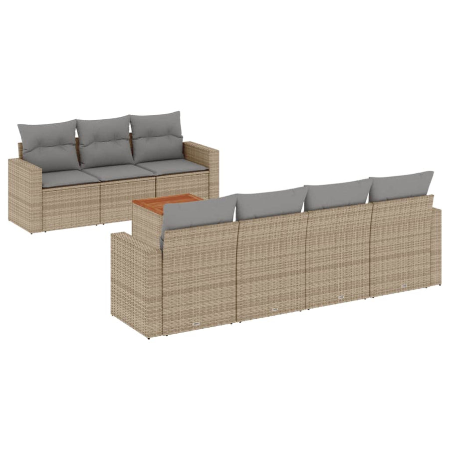 8-Delige Loungeset Met Kussens Poly Rattan Gemengd Beige