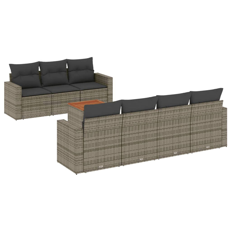 8-Delige Loungeset Met Kussens Poly Rattan Grijs