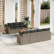 Loungeset 8-delig poly rattan grijs