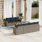 8-piece Lounge Set with Cushions Poly Rattan Grey