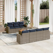 8-piece Lounge Set with Cushions Poly Rattan Grey