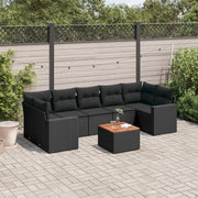 Loungeset 8-delig poly rattan zwart