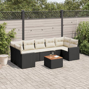 Loungeset 8-delig poly rattan zwart