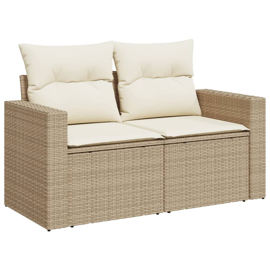 8-Delige Loungeset Met Kussens Poly Rattan Beige