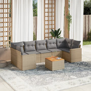 Loungeset 8-delig poly rattan gemengd beige
