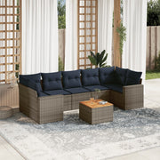 Loungeset 8-delig poly rattan grijs