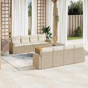 Loungeset 9-delig poly rattan beige