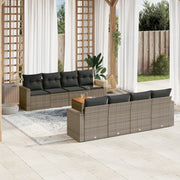 Loungeset 9-delig poly rattan grijs
