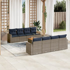Loungeset 9-delig poly rattan grijs