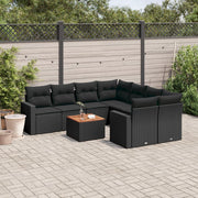 Loungeset 9-delig poly rattan zwart