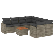 9-Delige Loungeset Met Kussens Poly Rattan Grijs