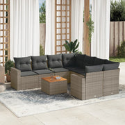 Loungeset 9-delig poly rattan grijs