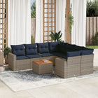 Loungeset 9-delig poly rattan grijs