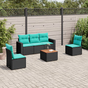 6-piece Lounge Set with Cushions Poly Rattan Black