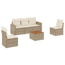 6-Delige Loungeset Met Kussens Poly Rattan Beige