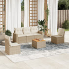 Loungeset poly rattan 6-delig beige