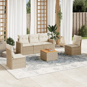 Loungeset poly rattan 6-delig beige