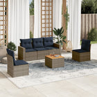 6-piece Lounge Set with Cushions Poly Rattan Grey