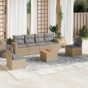Loungeset 7-delig poly rattan gemengd beige