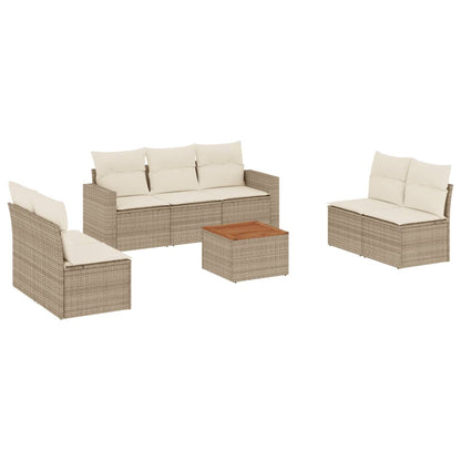 8-Delige Loungeset Met Kussens Poly Rattan Beige