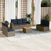 8-piece Lounge Set with Cushions Poly Rattan Grey