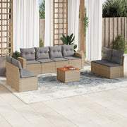Loungeset 9-delig poly rattan gemengd beige