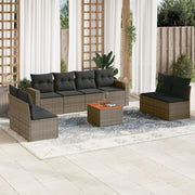 Loungeset 9-delig poly rattan grijs