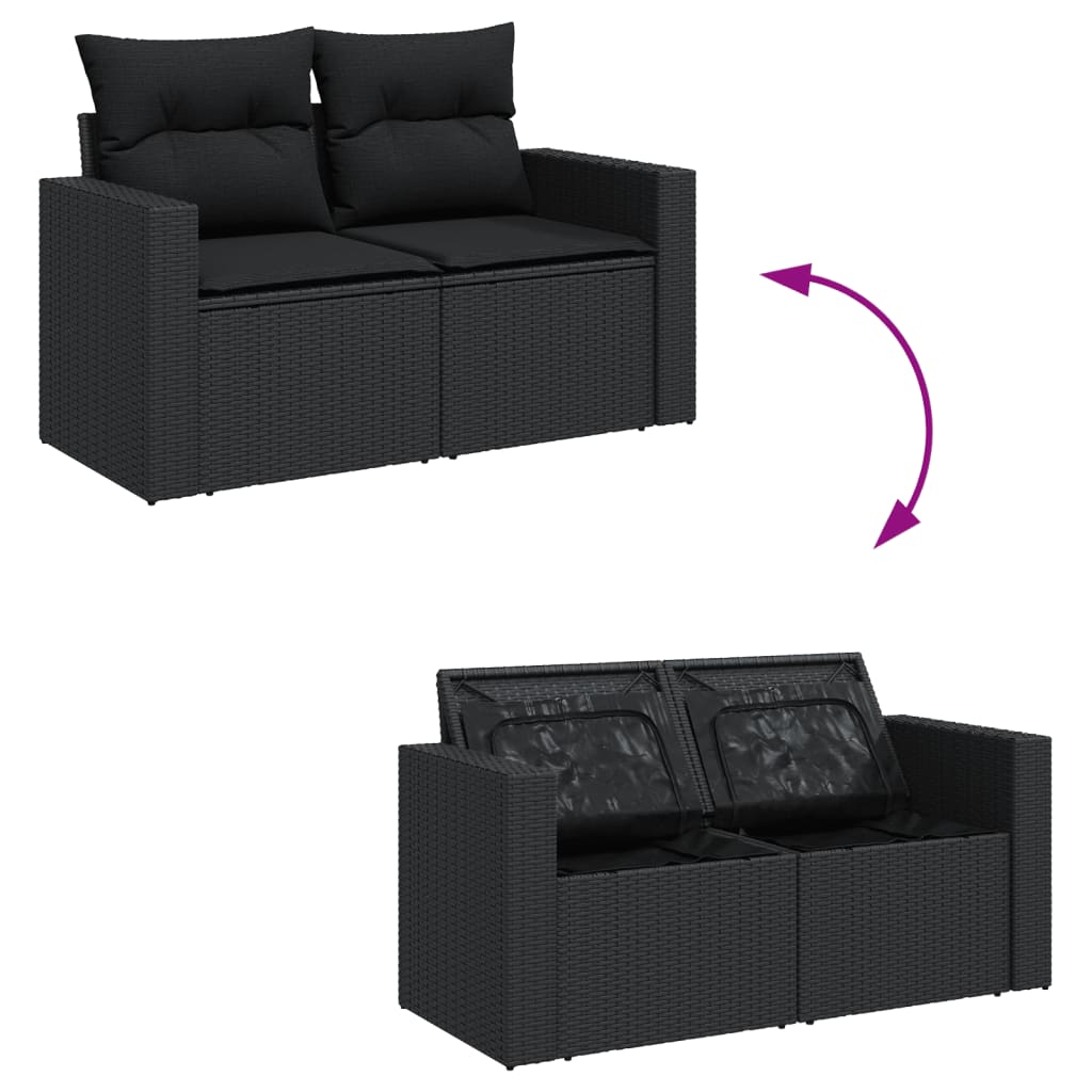 5-Delige Loungeset Met Kussens Poly Rattan Zwart
