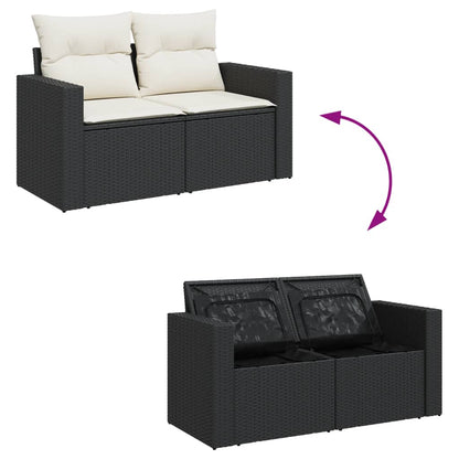 5-Delige Loungeset Met Kussens Poly Rattan Zwart