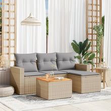 5-Delige Loungeset Met Kussens Poly Rattan Gemengd Beige