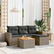 Loungeset 5-delig poly rattan grijs