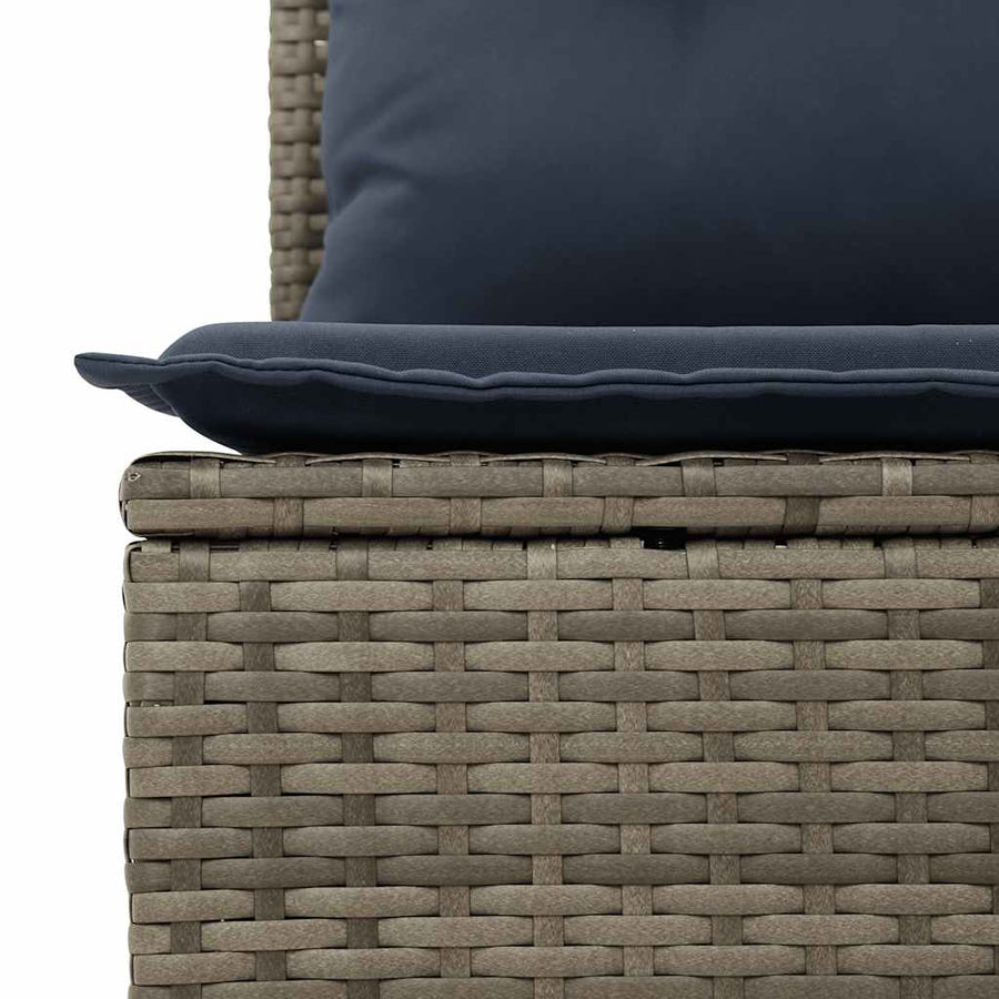 5-delige tuinbankset met kussens, grijs polyrotan