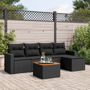Loungeset 6-delig poly rattan zwart